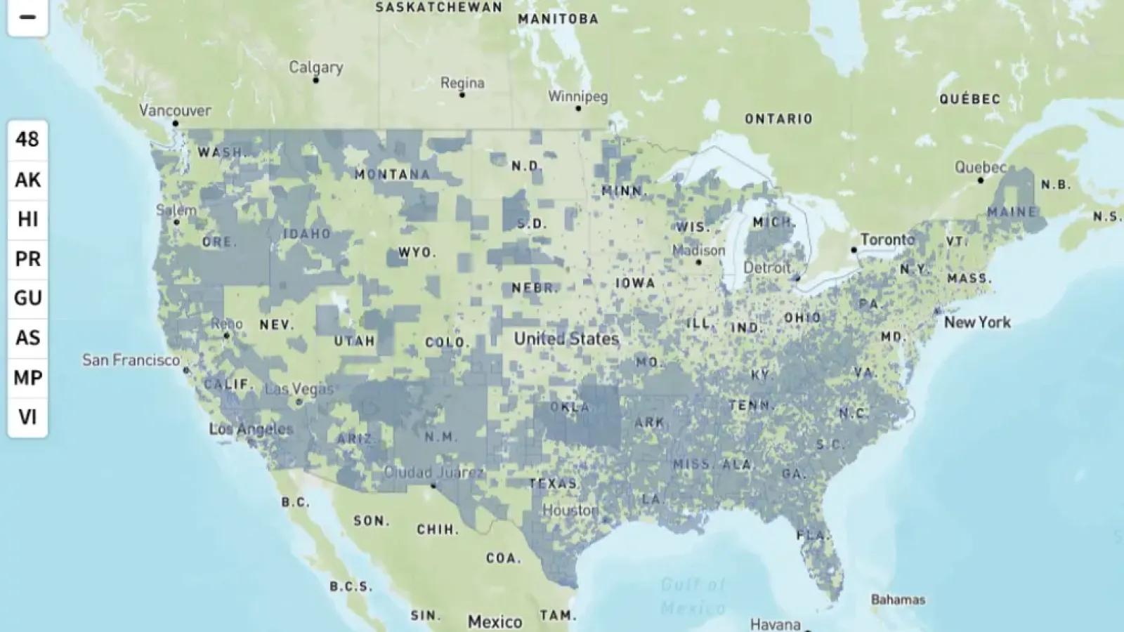A map of the United States of America