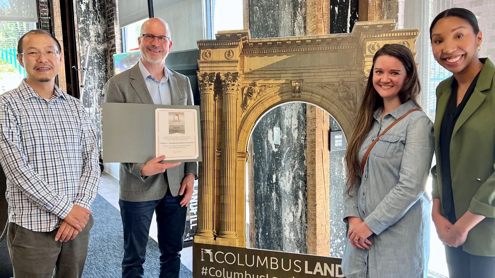 Ningchuan, Harvey, Nicole, and Gerika at Columbus Landmarks Award 
